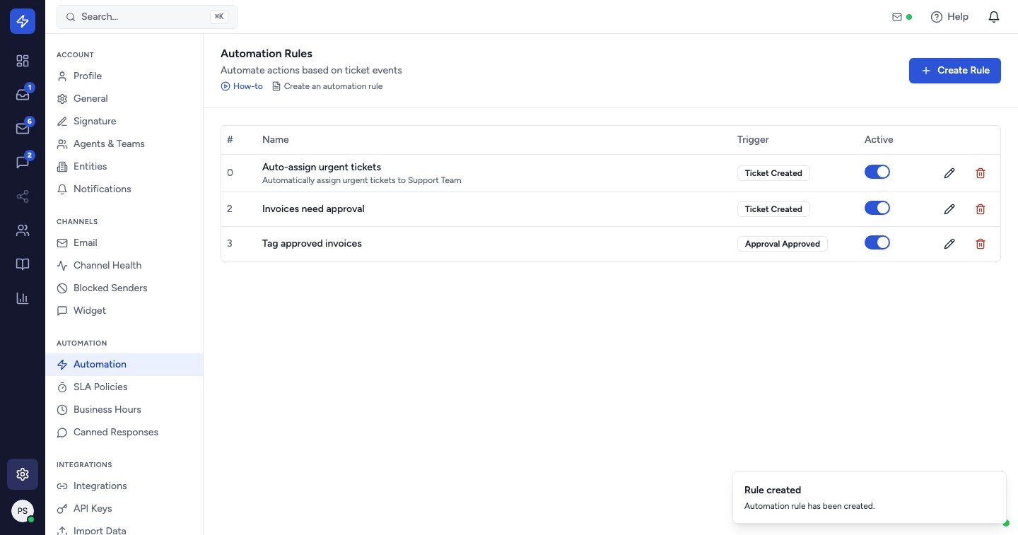 Both rules are listed and active.